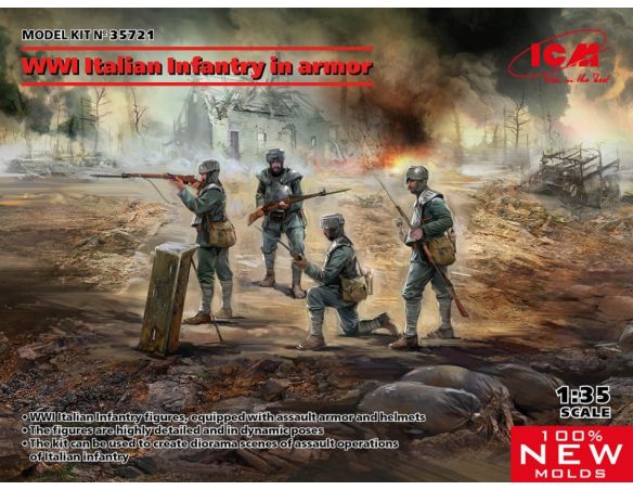 ICM ICM35721 WWI ITALIAN INFANTRY IN ARMOR KIT 1:35 Modellino