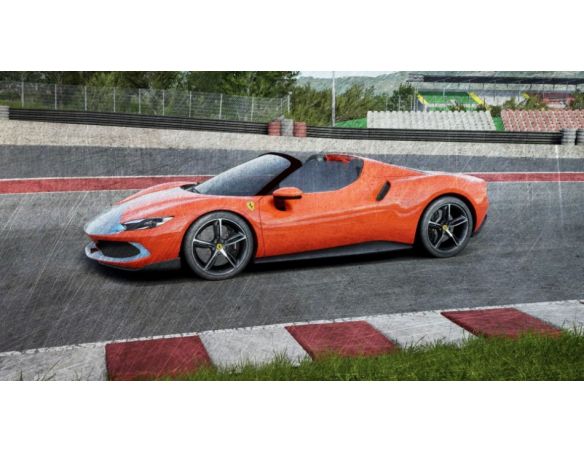LOOKSMART LS538F FERRARI 296 GTS ASSETTO FIORANO ROSSO SCUDERIA/AZZURRO LA PLATA 1:43 Modellino