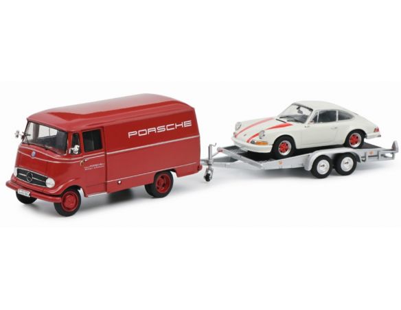 SCHUCO SH2499 MERCEDES L319 VAN PORSCHE W/PORSCHE 911 RS 1963 1:43 Modellino