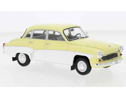WHITEBOX WB124144 WARTBURG 312 LIGHT YELLOW/WHITE 1:24 Modellino
