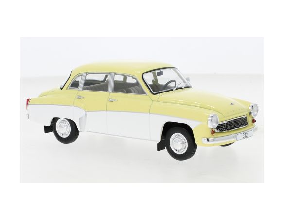 WHITEBOX WB124144 WARTBURG 312 LIGHT YELLOW/WHITE 1:24 Modellino