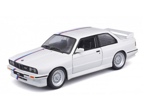 BBURAGO BU21100W BMW M3 (E30) 1988 WHITE/BLUE 1:24 Modellino
