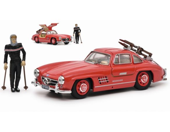 SCHUCO SH450376600 MERCEDES 300 SL RED W/SKI 1:43 Modellino