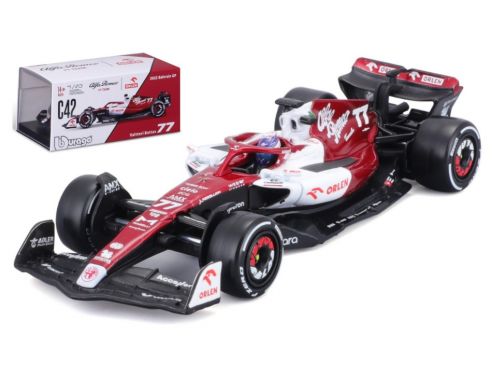 BBURAGO BU38068B ALFA ROMEO F1 C42 N.77 VALTTERI BOTTAS 2022 SIGNATURE W/HELMET 1:43 Modellino