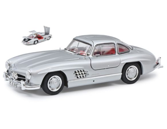 SCHUCO SH450045000 MERCEDES 300 SL GULLWING SILVER (RED INTERIOR) 1:18 Modellino