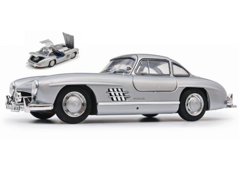 SCHUCO SH450045200 MERCEDES 300 SL GULLWING SILVER (BLUE INTERIOR) 1:18 Modellino