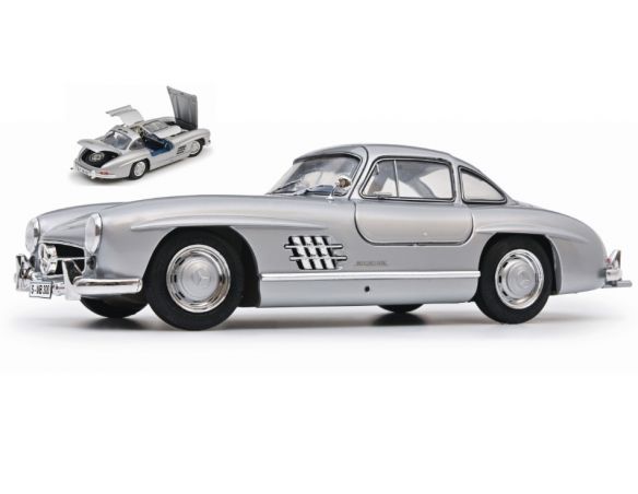 SCHUCO SH450045200 MERCEDES 300 SL GULLWING SILVER (BLUE INTERIOR) 1:18 Modellino