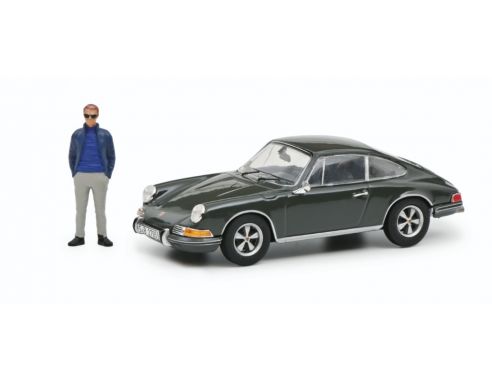 SCHUCO SH450361700 PORSCHE 911S COUPE WITH STEVE MCQUEEN FIGURE 1969 LE MANS MOVIE 1:18 Modellino