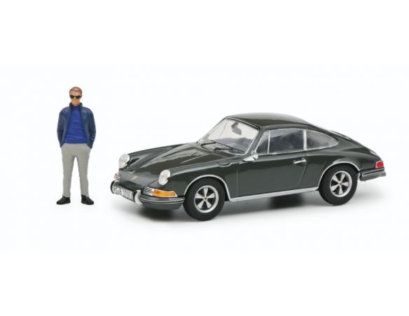 SCHUCO SH450361700 PORSCHE 911S COUPE WITH STEVE MCQUEEN FIGURE 1969 LE MANS MOVIE 1:18 Modellino