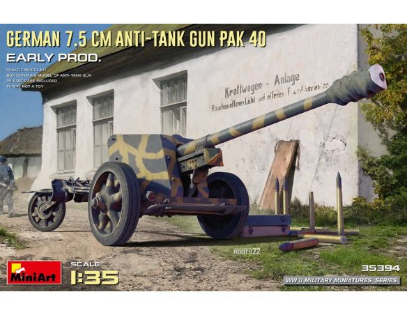 MINIART MIN35394 GERMAN 7,5 cm ANTI-TANK GUN PAK 40  KIT 1:35 Modellino