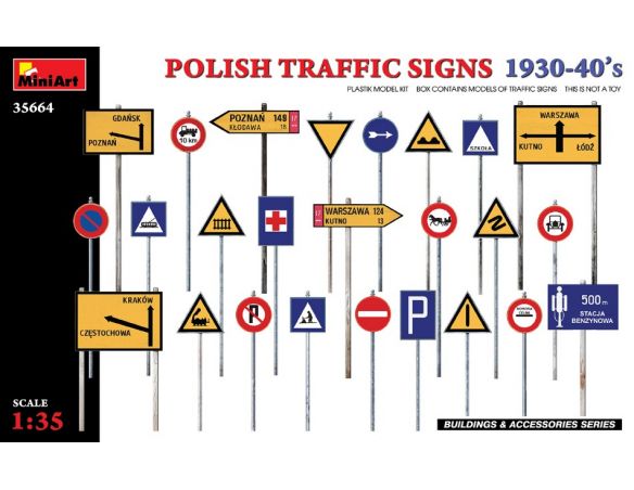 MINIART MIN35664 POLISH TRAFFIC SIGNS 1930-40s KIT 1:35 Modellino