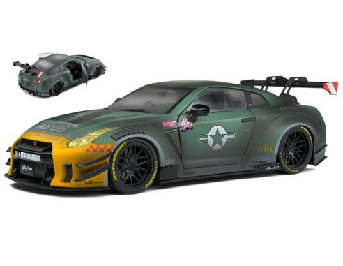 SOLIDO SL1805807 NISSAN GT-R (R35) W/LIBERTY WALK BODY KIT 2.0 2022 ARMY FIGHTER 1:18 Modellino