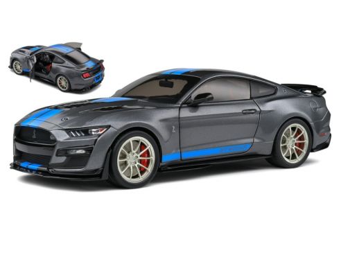SOLIDO SL1805908 FORD SHELBY GT500 KR 2022 SILVER/BLUE STRIPES 1:18 Modellino