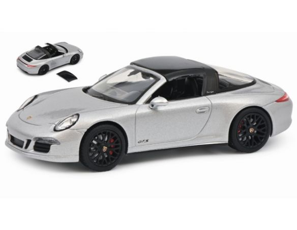 SCHUCO SH450759800 PORSCHE 911 CARRERA TARGA 4 GTS CABRIO 2014 SILVER 1:43 Modellino