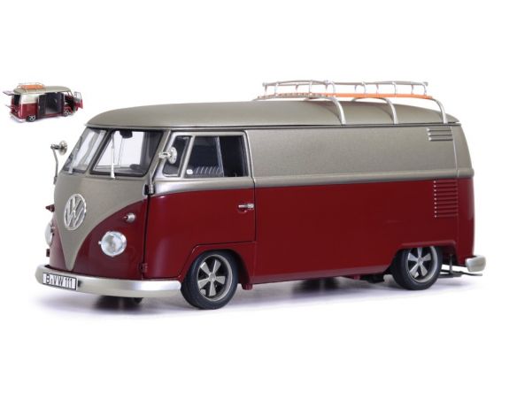 SCHUCO SH450045600 VW T1B BUS LOWRIDER 1962 RED/GREY 1:18 Modellino