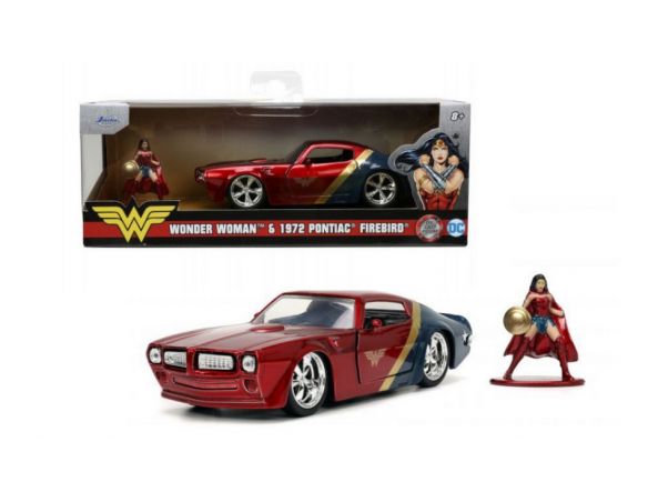 JADA TOYS JADA253253009 PONTIAC 1972 FIREBIRD WONDER WOMAN RED/BLUE 1:32 Modellino