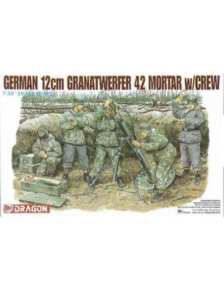 DRAGON D6090 GERMAN 12 cm GRANATWERFER42 MORTAR W/CREW KIT 1:35 Modellino