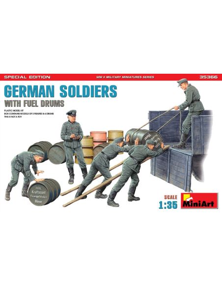MINIART MIN35366 GERMAN SOLDIERS W/FUEL DRUMS SPECIAL EDITION KIT 1:35 Modellino