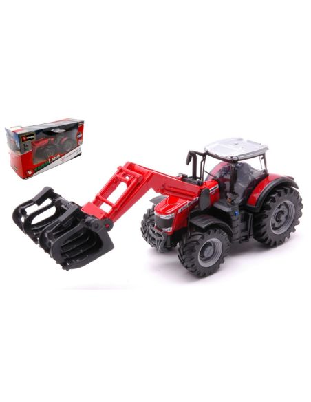 BBURAGO BU31634 TRATTORE MASSEY FERGUSON 87405 2010 FRONT LOADER cm 17 Modellino