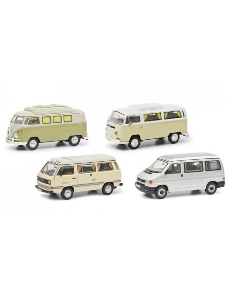 SCHUCO SH450359100 VOLKSWAGEN SET 4 CAMPER T1B/T2A/T3A/T4A 1:43 Modellino