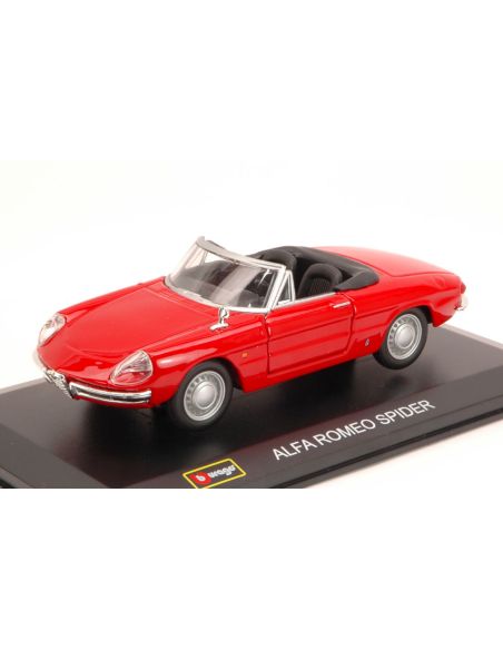 BBURAGO BU43047 ALFA ROMEO SPIDER DUETTO OSSO DI SEPPIA 1966 RED 1:32 Modellino