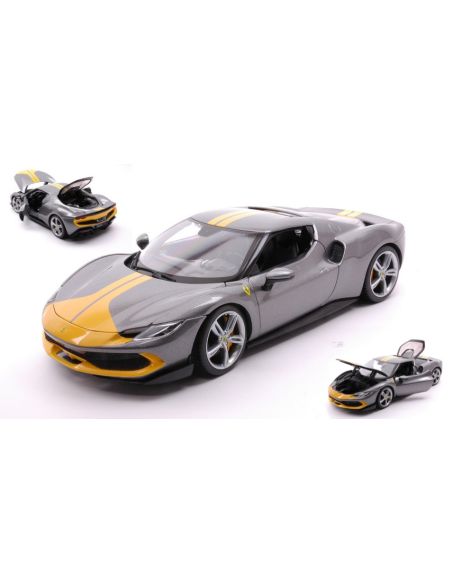 BBURAGO BU16017G FERRARI 296 GTB SILVER/YELLOW 1:18 Modellino
