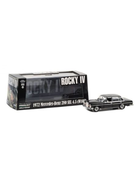 GREENLIGHT GREEN86639 MERCEDES 280 SEL 4.5 (W08) 1972 ROCKY IV 1985 ROCHY'S BLACK 1:43 Modellino