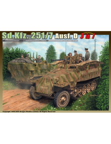 DRAGON D6223 SD.KFZ 251/7 AUSF.D (3 IN 1) KIT 1:35 Modellino