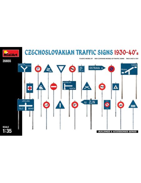 MINIART MIN35655 CZECHOSLOVAKIAN TRAFFIC SIGNS 1930-40s KIT 1:35 Modellino