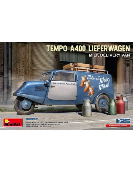 MINIART MIN38057 TEMPO A400 LIEFERWAGEN MILK DELIVERY VAN  KIT 1:35 Modellino