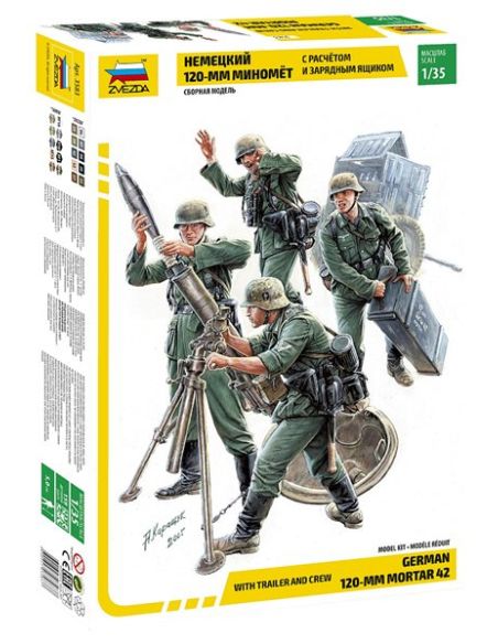 ZVEZDA Z3583 GERMAN 120 mm MORTAR + CREW KIT 1:35 Modellino