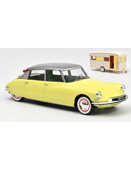 NOREV NV181762 CITROEN DS 19 1960 YELLOW & CARAVAN DIGUE PANORAMIC 1:18 Modellino