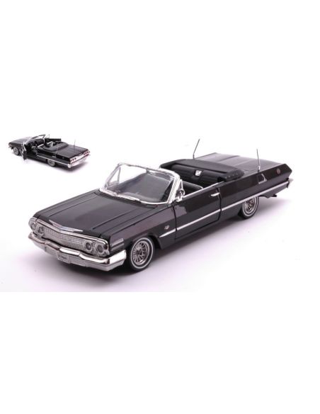 WELLY WE22434BK CHEVROLET IMPALA CONVERTIBLE 1963 LOW RIDER BLACK 1:24 Modellino