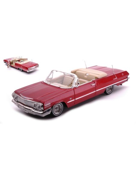 WELLY WE22434MRD CHEVROLET IMPALA CONVERTIBLE 1963 LOW RIDER METALLIC RED 1:24 Modellino