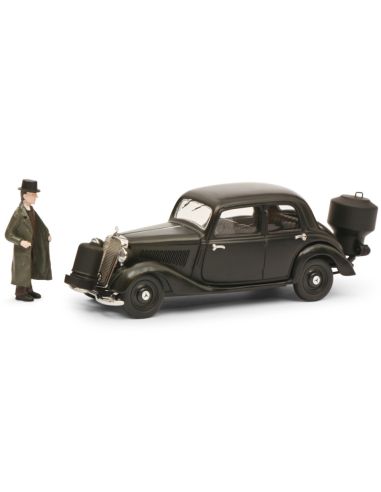 SCHUCO SH450242900 MERCEDES 70V GASOGENO HOLZVERGASER WITH FIGURE 1949 BLACK 1:43 Modellino