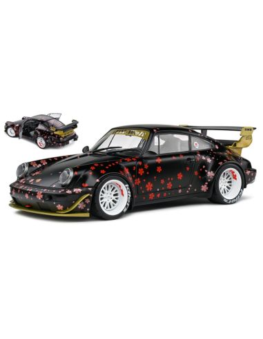 SOLIDO SL1807507 PORSCHE 911 964 RWB AOKI BODYKIT 2021 BLACK RED 1:18 Modellino