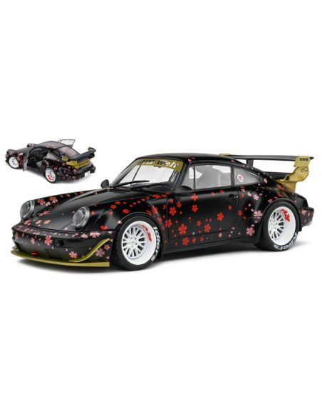 SOLIDO SL1807507 PORSCHE 911 964 RWB AOKI BODYKIT 2021 BLACK RED 1:18 Modellino