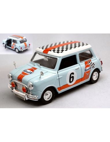 MOTORMAX MTM79743 MINI COOPER CLASSIC GULF RALLY N.6 LIGHT BLUE/ORANGE 1:18 Modellino