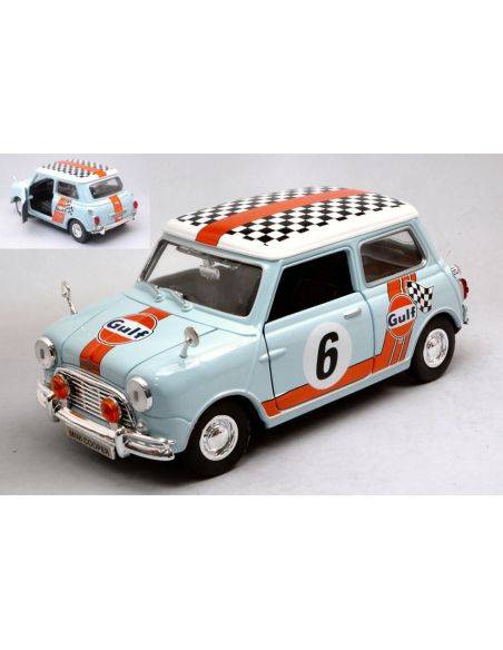 MOTORMAX MTM79743 MINI COOPER CLASSIC GULF RALLY N.6 LIGHT BLUE/ORANGE 1:18 Modellino