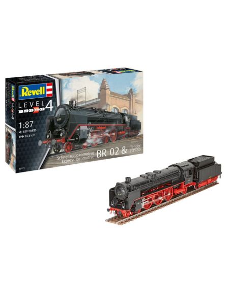 REVELL RV02171 EXPRESS LOCOMOTIVE BR 02 & TENDER KIT 1:87 Modellino