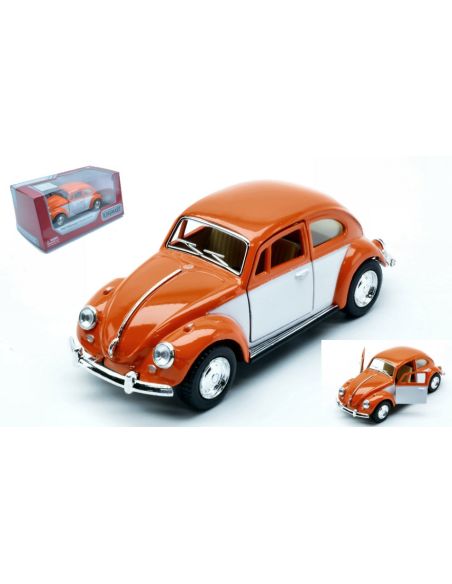 KINSMART KT5373WO VW CLASSIC BEETLE 1967 ORANGE/WHITE BOX cm 12 Modellino