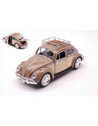 MOTORMAX MTM79559BR VW BEETLE W/TOP LUGGAGE RACK 1959 BROWN 1:24 Modellino