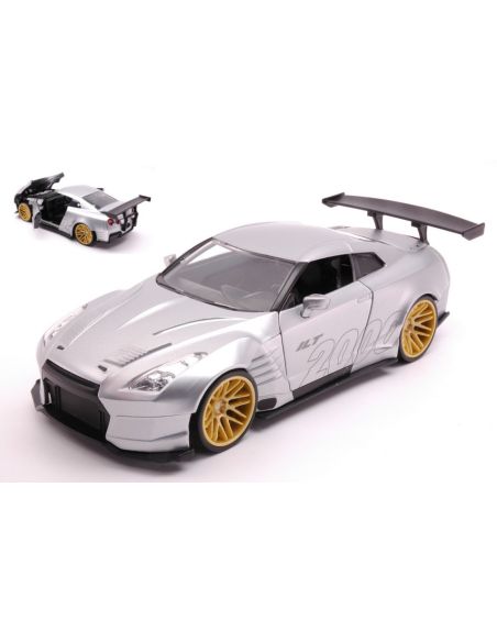 JADA TOYS JADA31377 NISSAN GT-R (R35) BEN SOPRA I LOVE THE 2000s PRIMER CANDY SILVER 1:24 Modellino