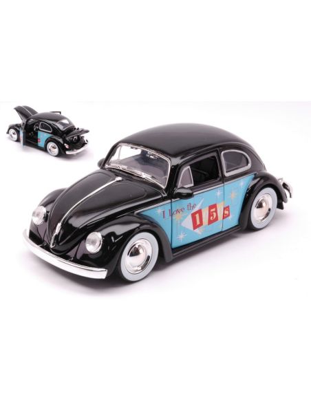 JADA TOYS JADA31382 VW BEETLE 1959 I LOVE THE 50s GLOSSY BLACK 1:24 Modellino