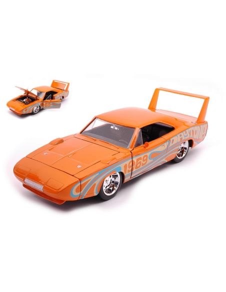 JADA TOYS JADA31389 DODGE CHARGER DAYTONA I LOVE THE 60s METALLIC ORANGE 1:24 Modellino