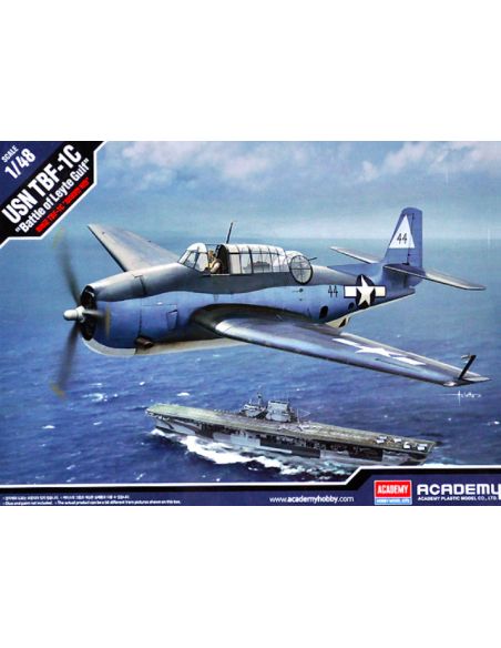 ACADEMY ACD12340 USN TBF-1C BATTLE OF LEYTE GULF KIT 1:48 Modellino