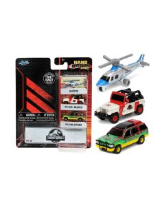 JADA TOYS JADA51012 JURASSIC PARK 3-PACK A NANO CARS...