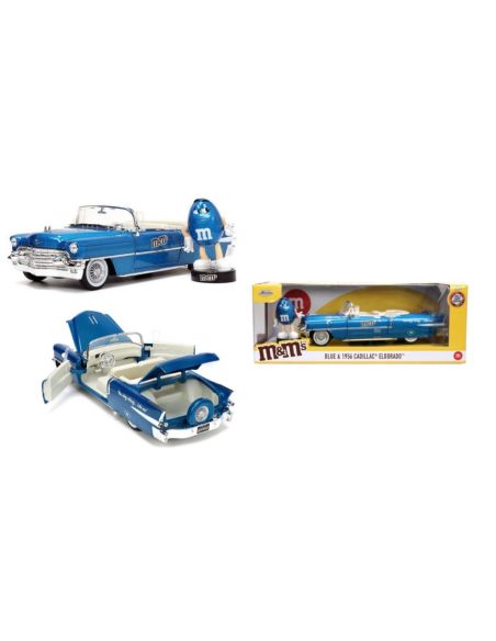 JADA TOYS JADA253255067 CADILLAC ELDORADO WITH BLUE FIGURE M&M'S 1956 BLUE 1:24 Modellino