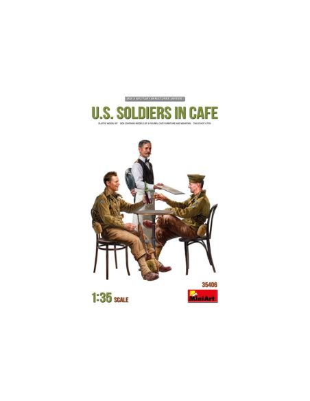 MINIART MIN35406 U.S. SOLDIERS IN CAFE' KIT 1:35 Modellino