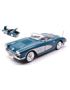 MOTORMAX MTM73109B CHEVROLET CORVETTE 1958 BLUE/SILVER 1:18 Modellino